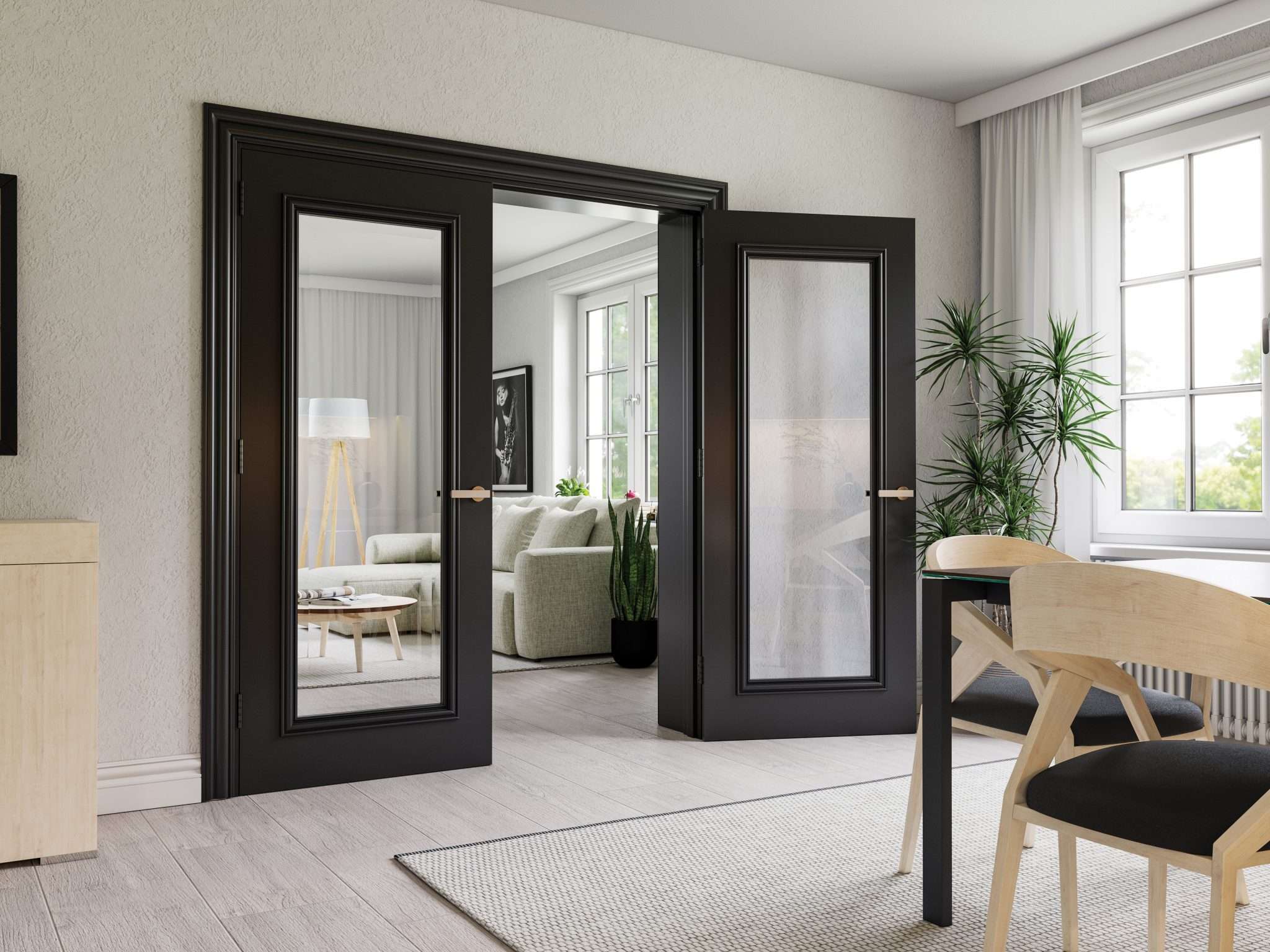 Blenheim black prefinished door in a Scandinavian inspired living space