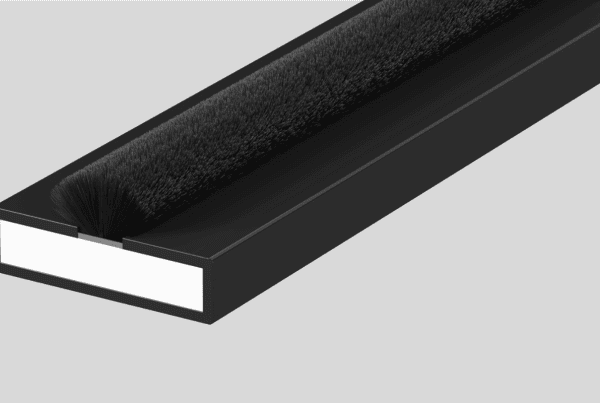 Deanta fire seal for internal doors with black finish and foam padding.
