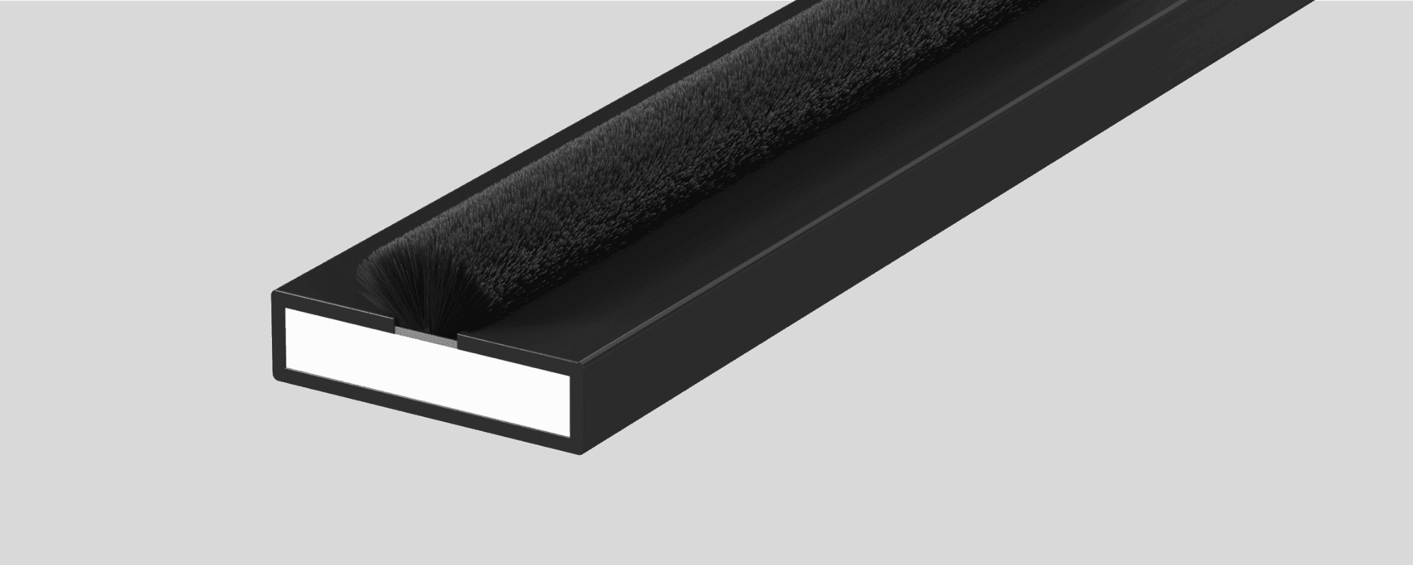 Deanta fire seal for internal doors with black finish and foam padding.